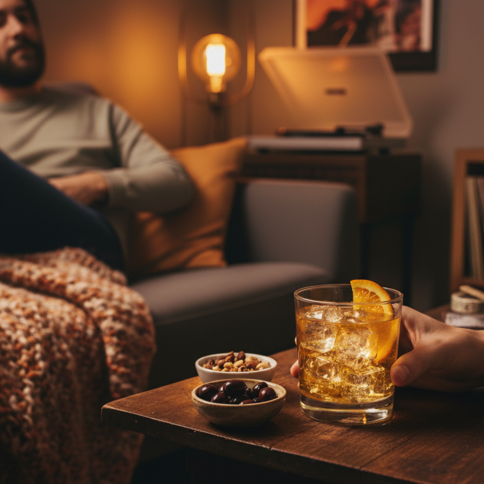 Ein süßlich-aromatischer, alkoholfreier Longdrink mit POLLY Amaretto Aperitif und Ginger Ale, garniert mit einer Orangenscheibe.