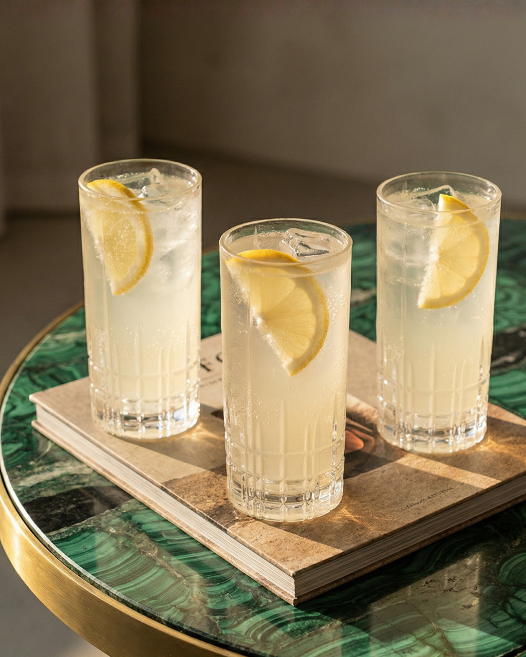 Three Citrus Tonic drinks on a table. 