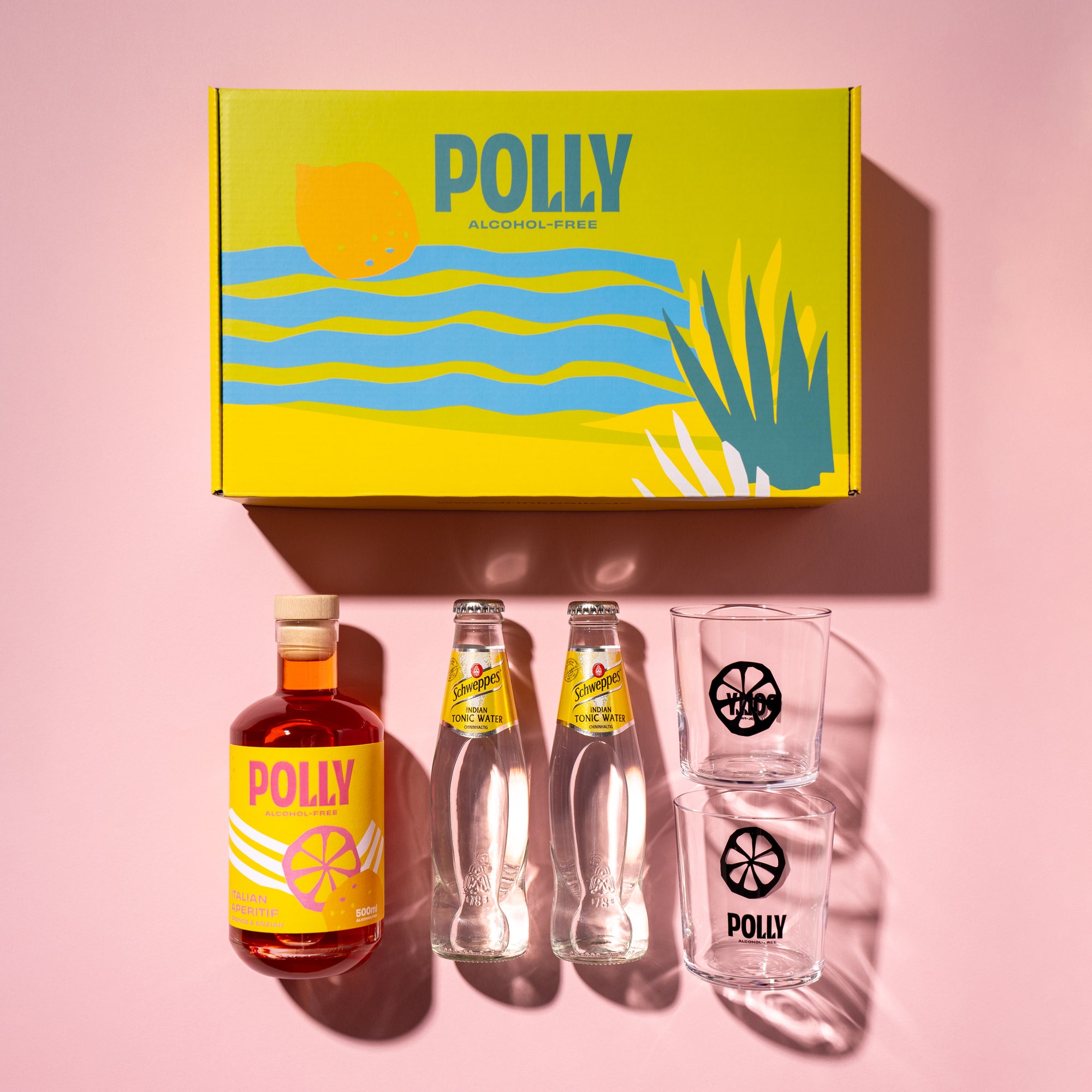 POLLY gift set - Italian aperitif with non-alcoholic Prosecco and glasses