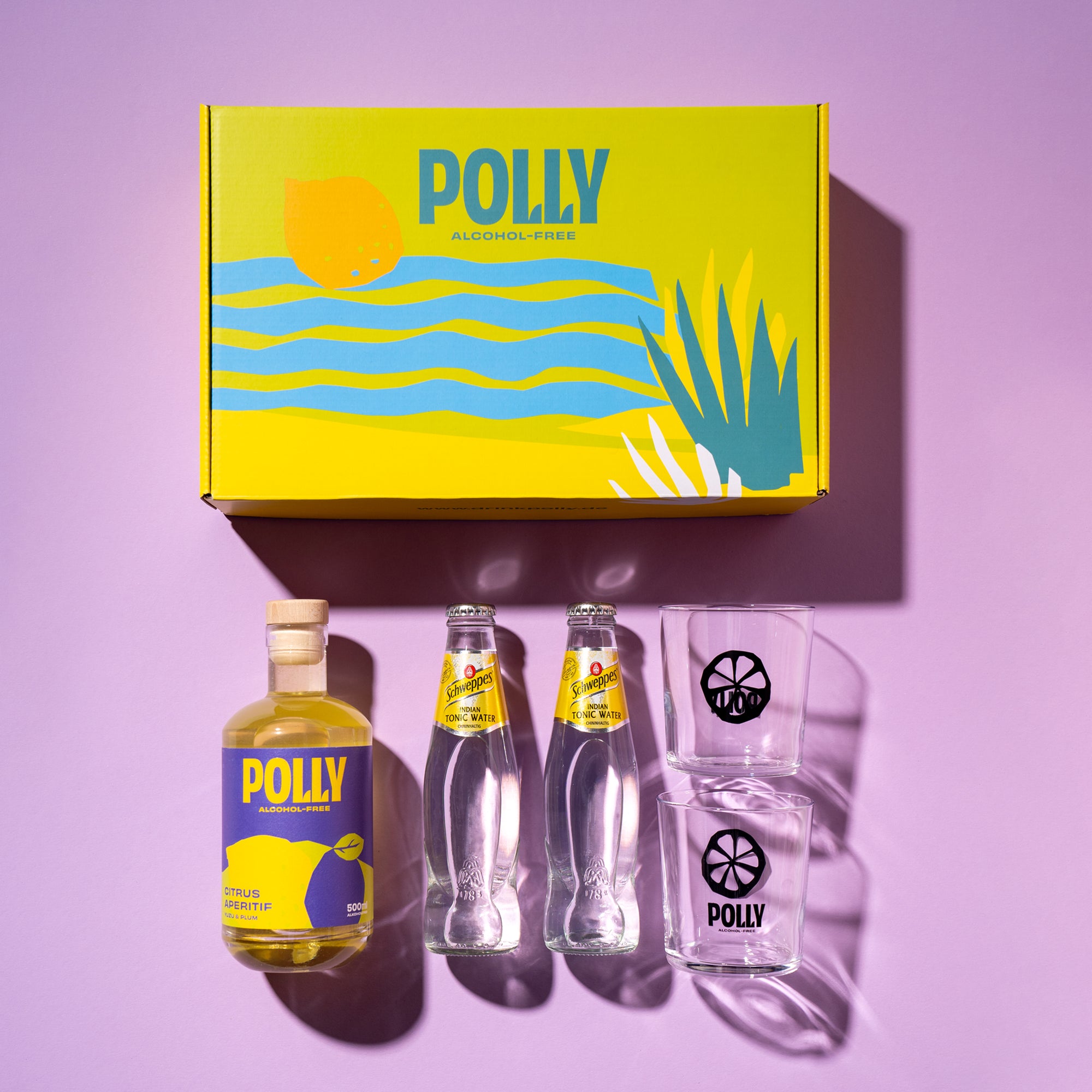 POLLY gift set - Italian aperitif with non-alcoholic Prosecco and glasses