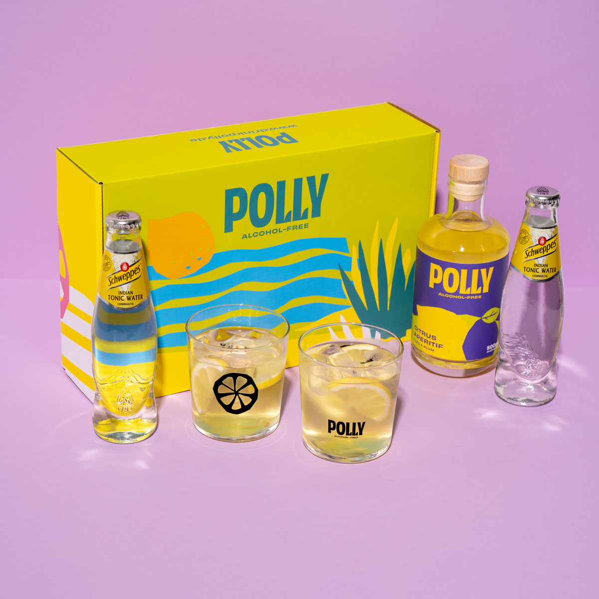 POLLY gift set - Italian aperitif with non-alcoholic Prosecco and glasses