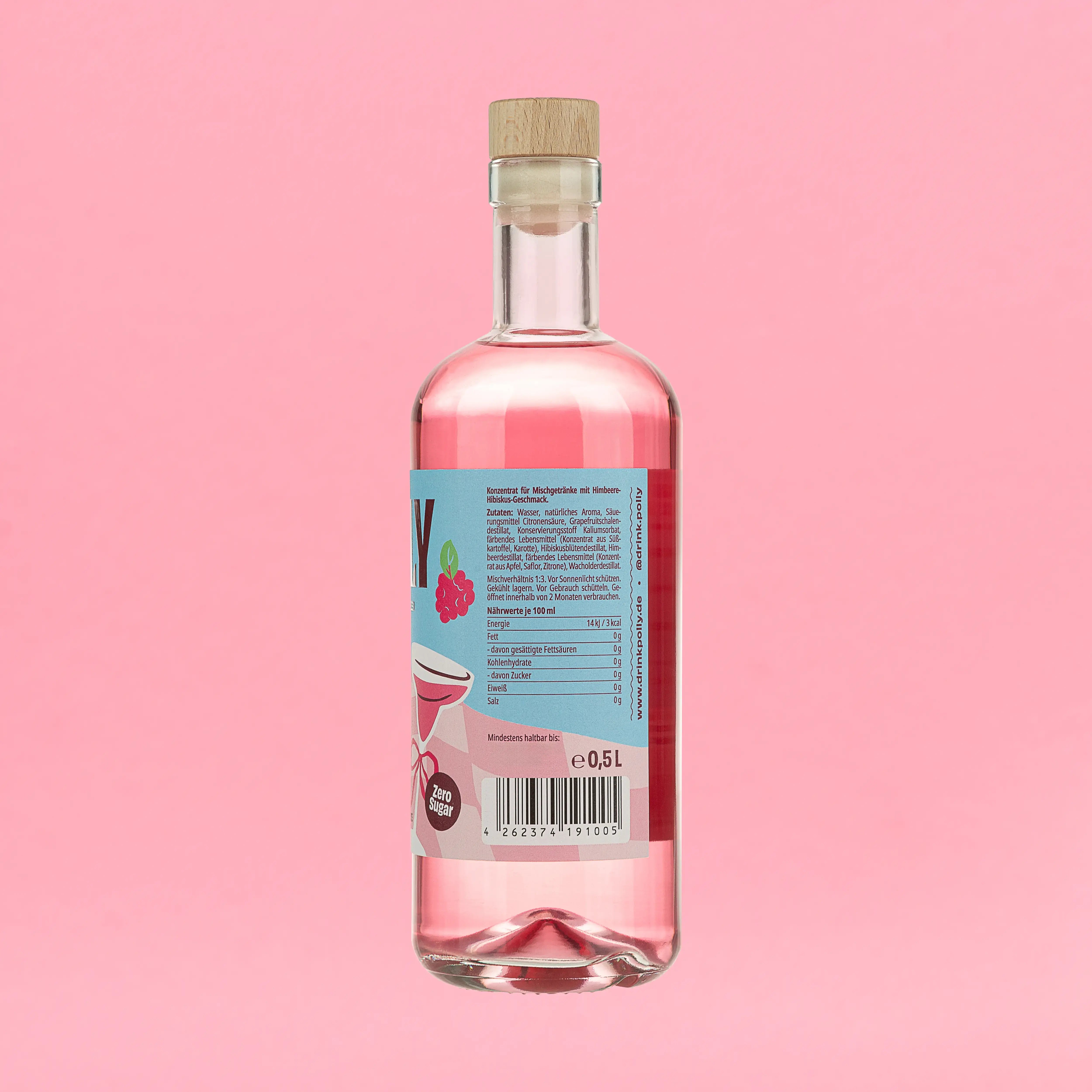 Seitenansicht der POLLY Pink Aperitif Flasche