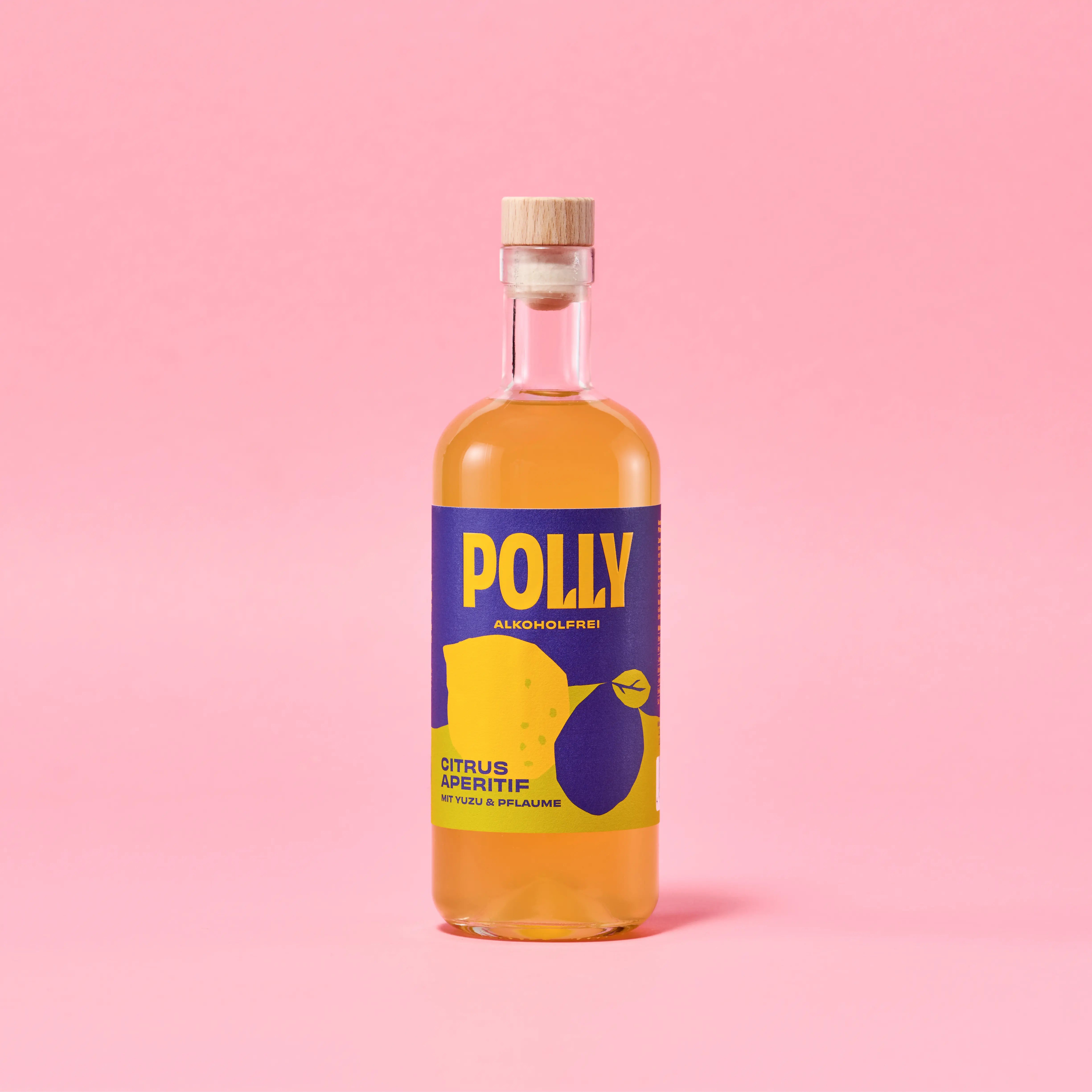 POLLY Citrus Aperitif Flasche mit alkoholfreiem gelben Citrus Aperitif inspiriert von Limoncello