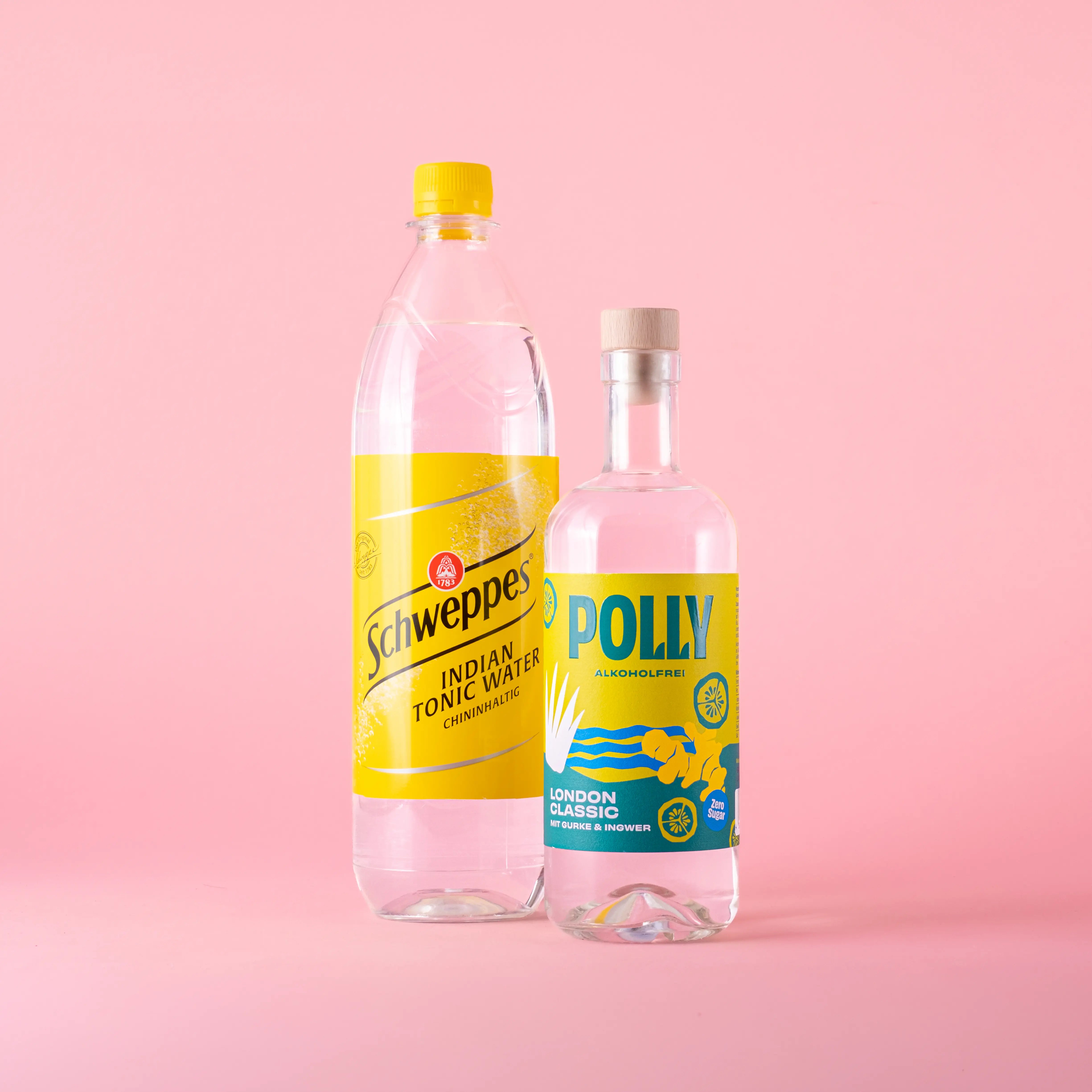 Starter Set für G&T mit einer Flasche POLLY London Classic Aperitif und einer Flasche Schweppes Indian Tonic Water