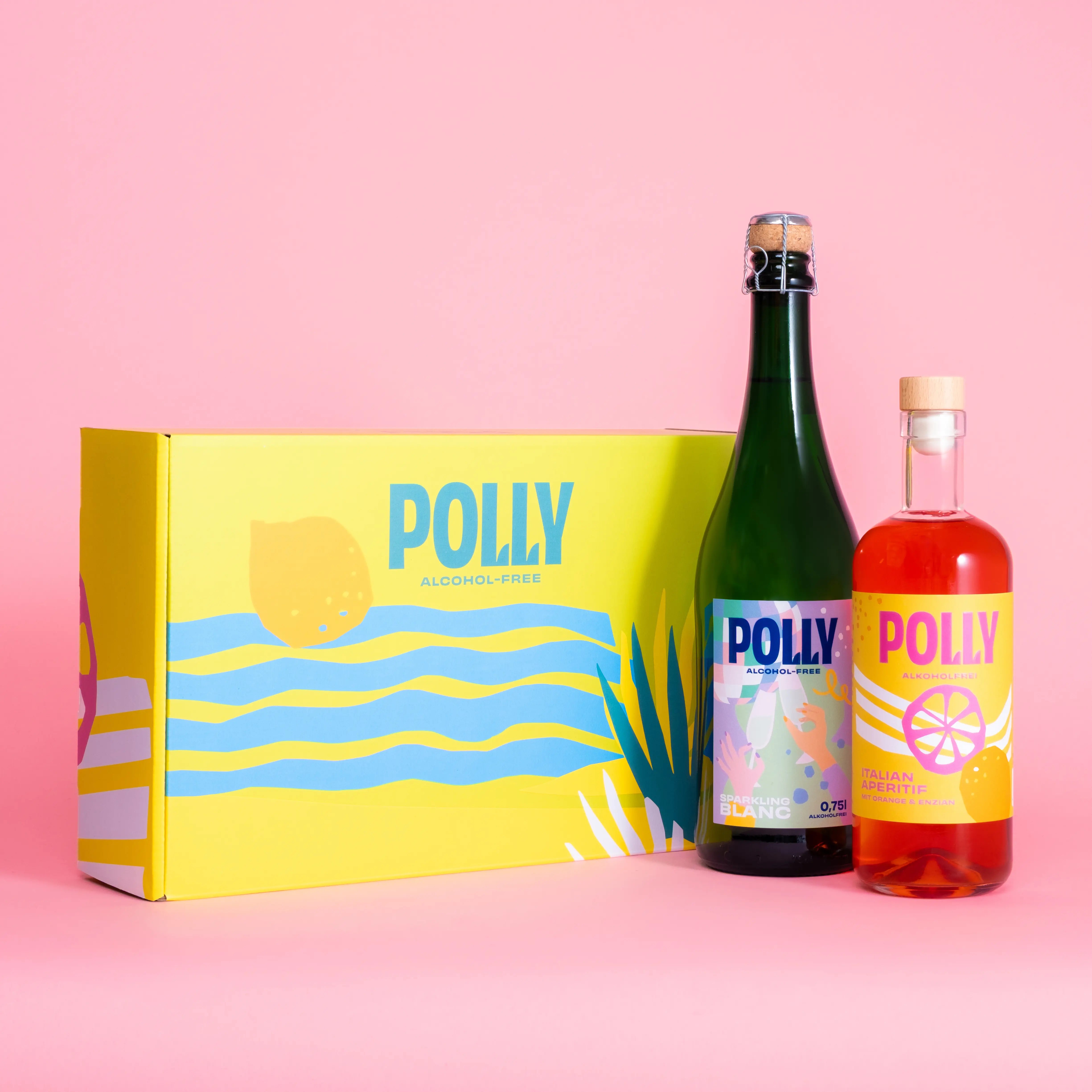 Geschenkschachtel mit einer Flasche Sparkling Blanc & einer Flasche Italian Aperitif 