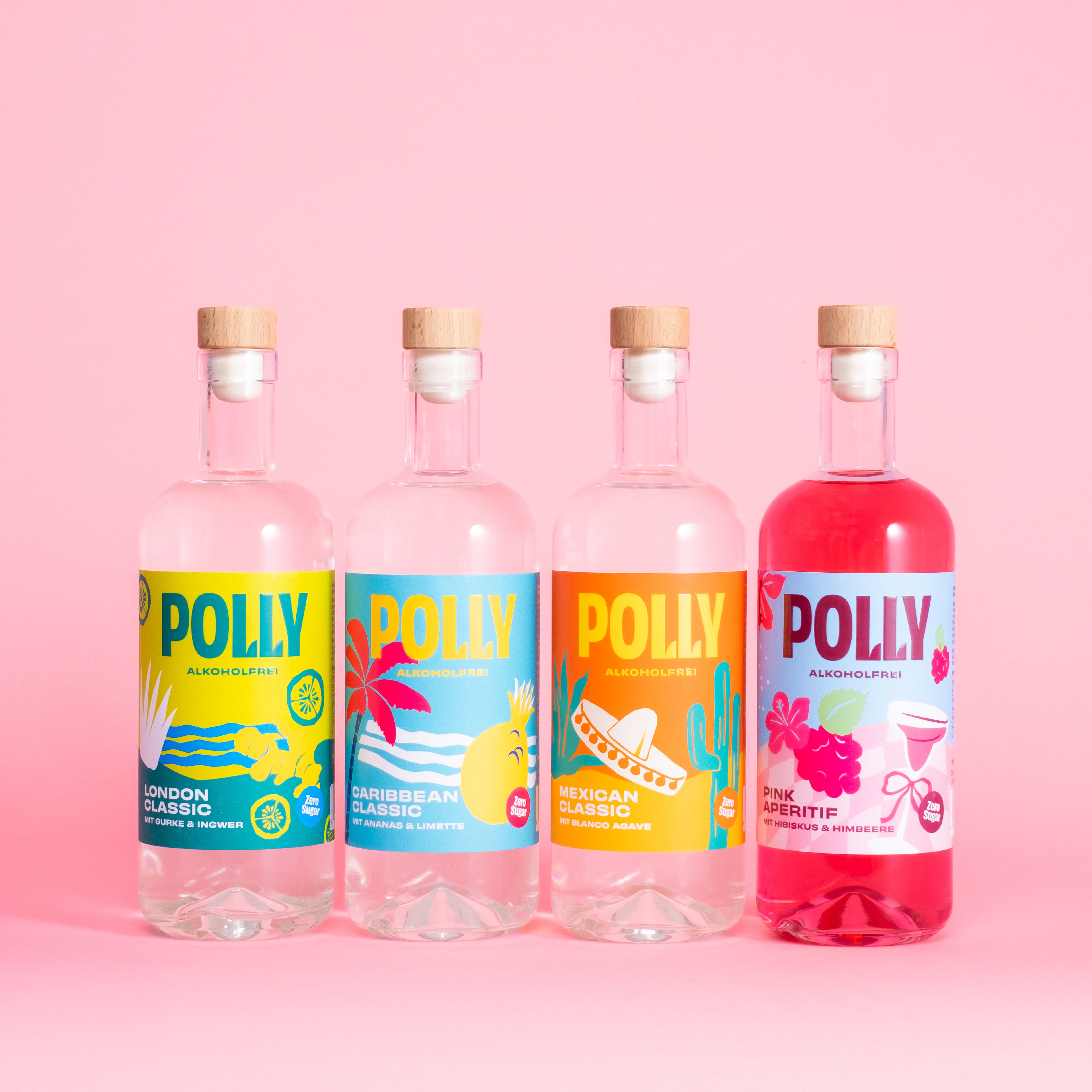 POLLY Zuckerfreies Bundle mit London Classic, Caribbean Classic, Mexican Classic & Pink Aperitif Flaschen